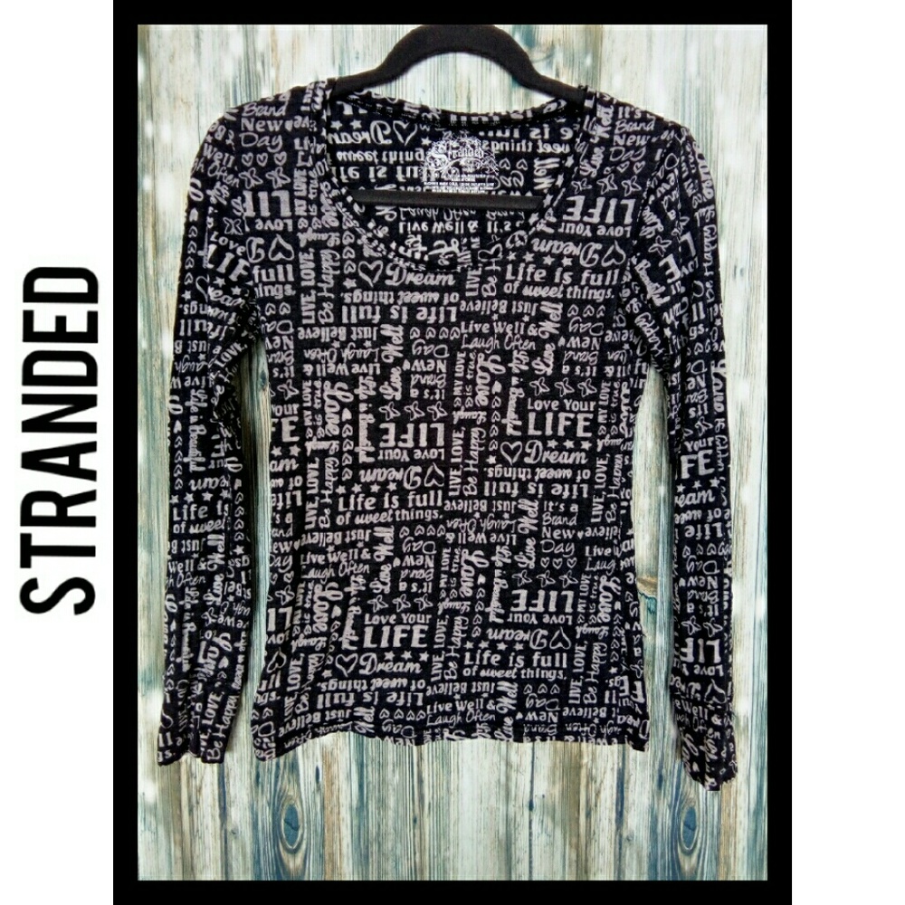 Stranded light weight semi sheer long sleeve